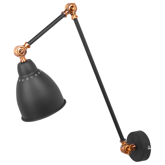 Faretto da parete Nero con luce da lettura a braccio lungo in metallo bianco dal design moderno