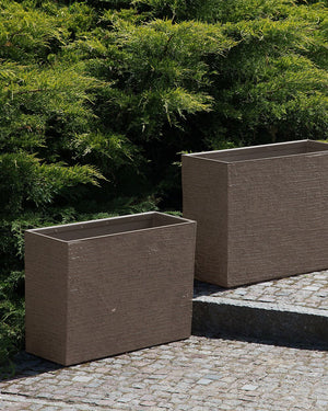 Vaso per piante in pietra marrone 45 x 60 x 25 cm Fioriera rettangolare per interni ed esterni