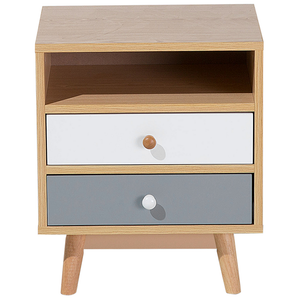 Comodino in legno chiaro 2 cassetti ripiano Tavolino stile moderno scandinavo camera da letto soggiorno