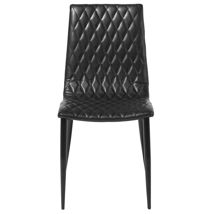 Set di 2 sedie da pranzo in ecopelle nera con schienale imbottito e imbottito design vintage senza braccioli