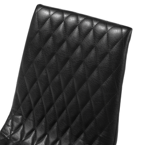 Set di 2 sedie da pranzo in ecopelle nera con schienale imbottito e imbottito design vintage senza braccioli