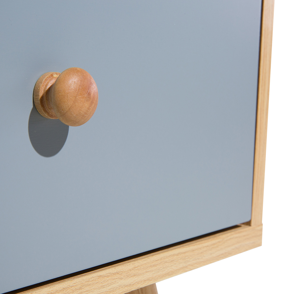 Comodino in legno chiaro con 1 cassetto grigio in legno prodotto dal design scandinavo