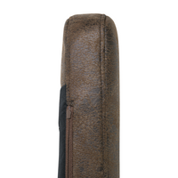 Sedia da pranzo con gambe in legno imbottite in ecopelle marrone