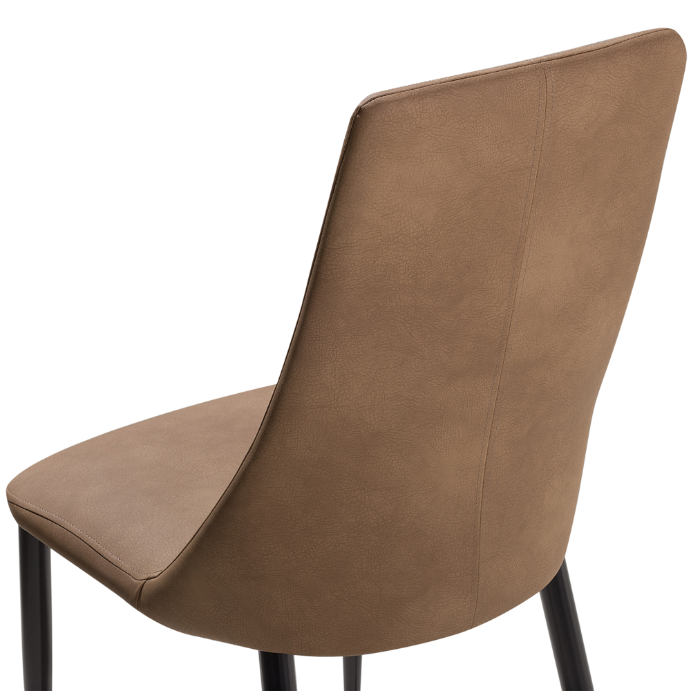 Set di 2 sedie da pranzo con sedile imbottito in ecopelle marrone dorato con schienale alto