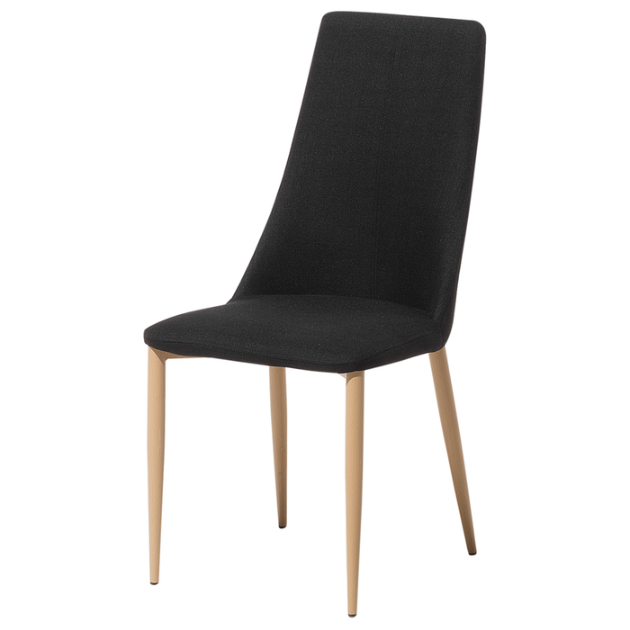 Set di 2 sedie da pranzo con sedile imbottito in tessuto nero e legno chiaro con schienale alto