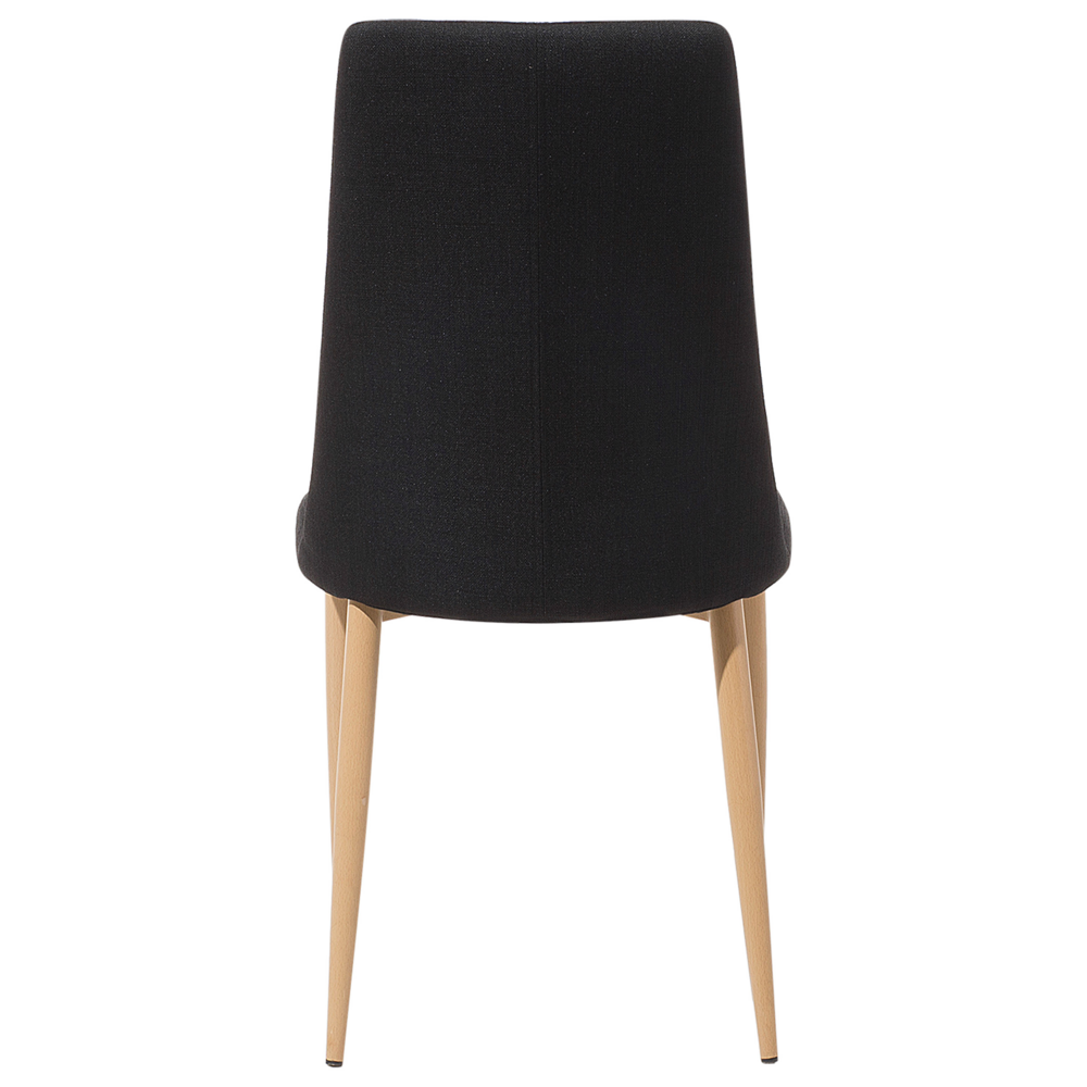 Set di 2 sedie da pranzo con sedile imbottito in tessuto nero e legno chiaro con schienale alto