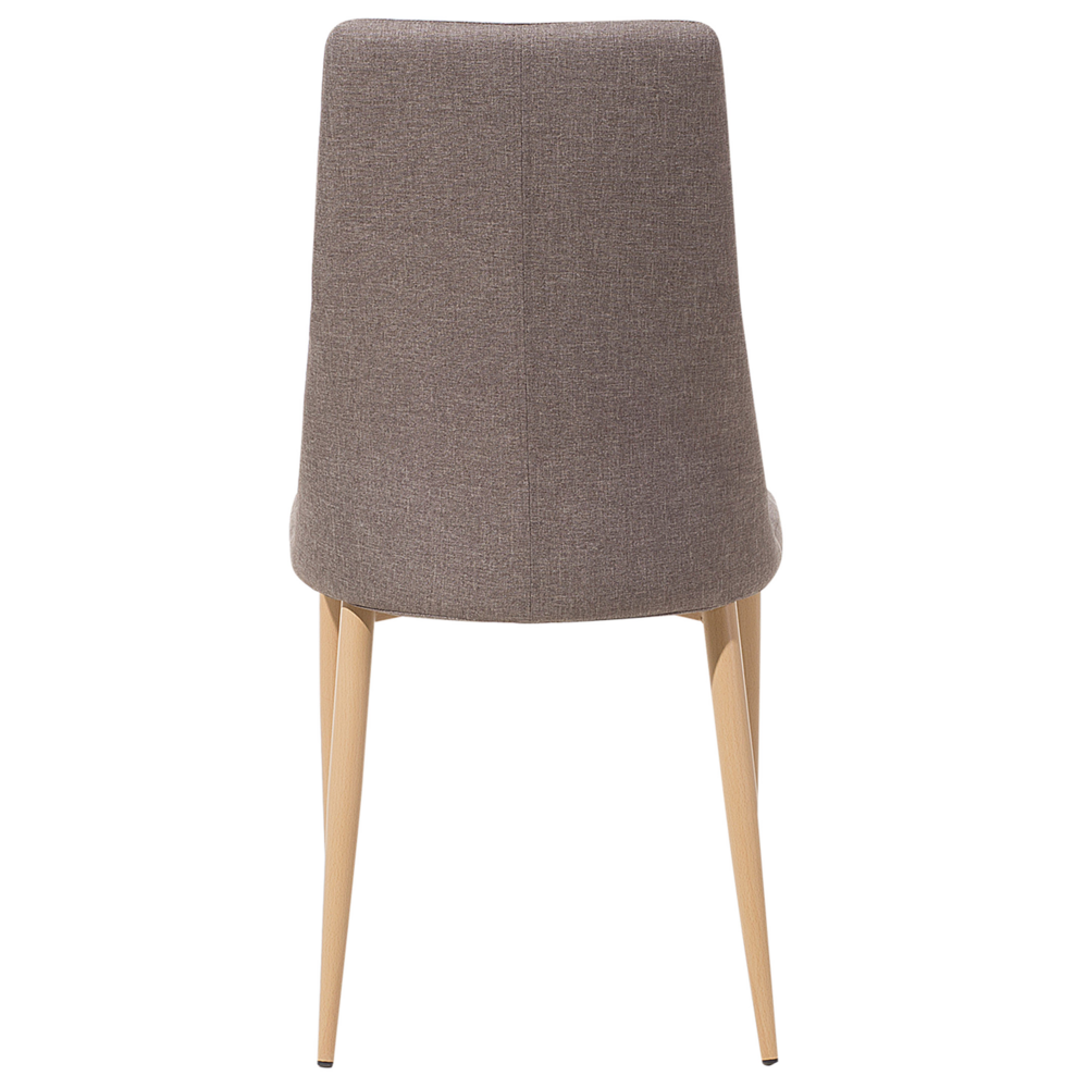 Set di 2 sedie da pranzo con sedile imbottito in tessuto beige e legno chiaro con schienale alto