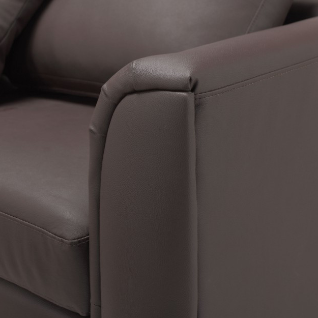 Divano ad angolo rivestito in pelle marrone a forma di L con orientamento versione destra