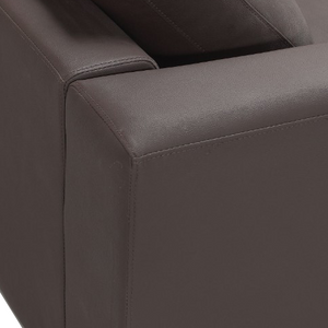 Divano ad angolo rivestito in pelle marrone a forma di L con orientamento versione destra