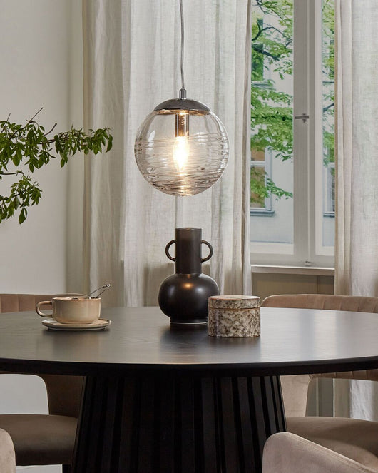 Lampada a Sospensione lampadario a Globo Moderno in Vetro Trasparente