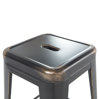 Set di 2 Sgabelli da Bar Nero con Acciaio dorato 60 cm Impilabile Altezza Bancone Industriale