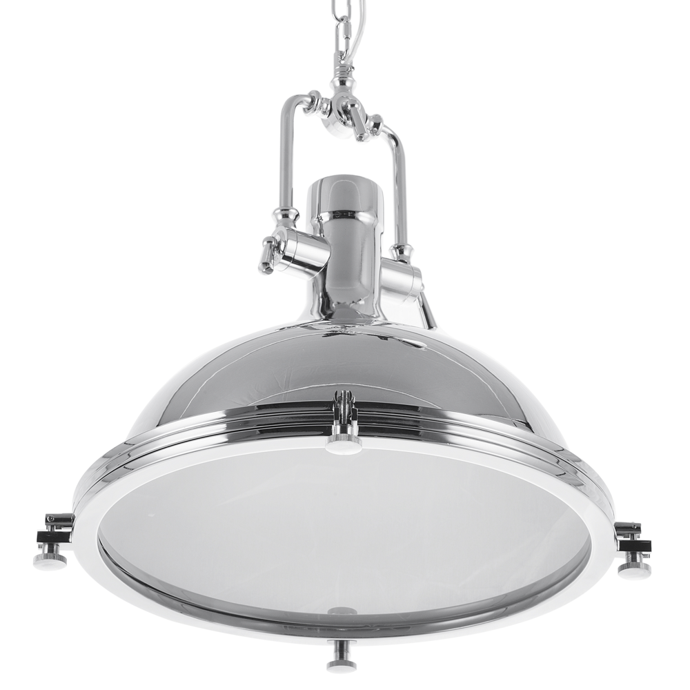 Lampada a Sospensione in Metallo Argento Cromato Task Illuminazione Industrial