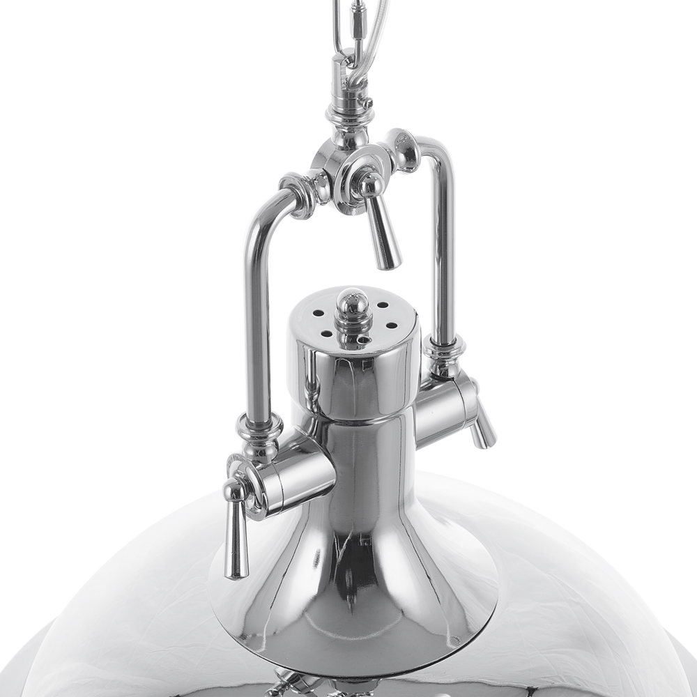 Lampada a Sospensione in Metallo Argento Cromato Task Illuminazione Industrial