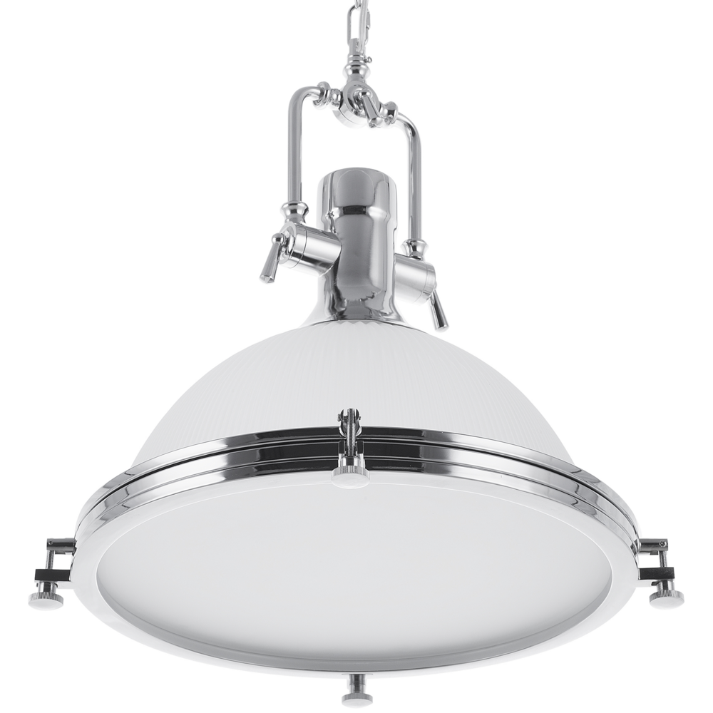 Lampada a Sospensione in Vetro Bianco Argento Illuminazione Industrial