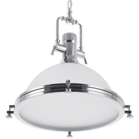 Lampada a Sospensione in Vetro Bianco Argento Illuminazione Industrial