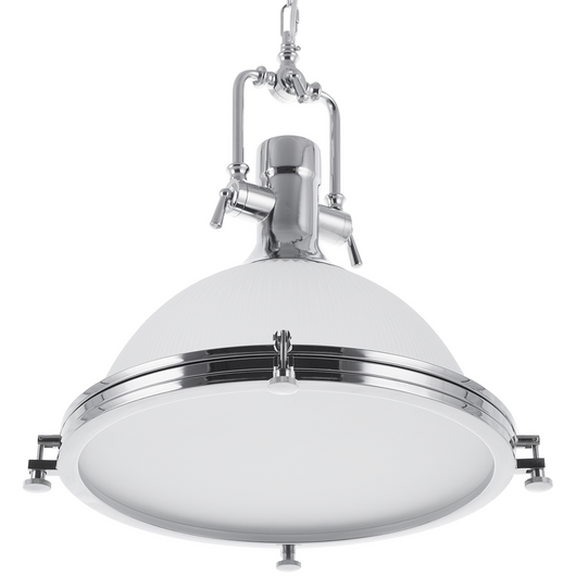 Lampada a Sospensione in Vetro Bianco Argento Illuminazione Industrial