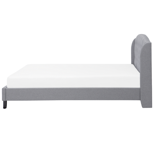 Letto a doghe Tessuto in poliestere grigio Poggiatesta trapuntato imbottito 180 x 200 cm Design moderno