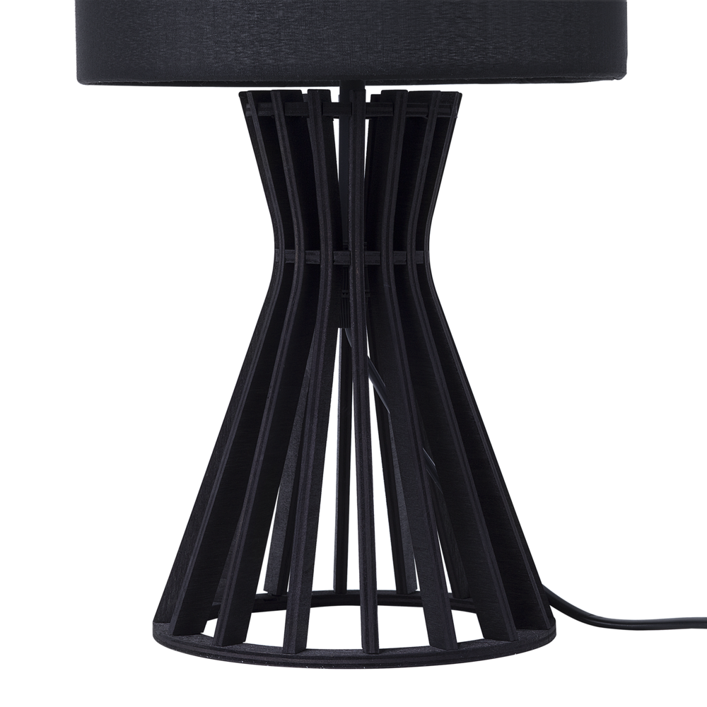 Lampada da Tavolo in Legno Nero e Paralume in Tessuto Contemporanea