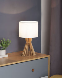Lampada da Tavolo Legno Chiaro e Paralume Bianco Contemporanea