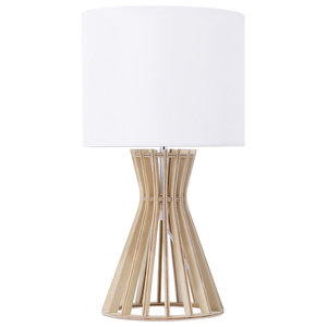 Lampada da Tavolo Legno Chiaro e Paralume Bianco Contemporanea