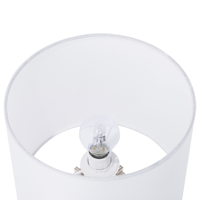 Lampada da Tavolo Legno Chiaro e Paralume Bianco Contemporanea