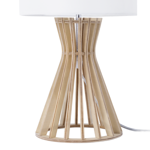 Lampada da Tavolo Legno Chiaro e Paralume Bianco Contemporanea