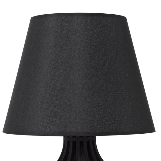 Lampada da Tavolo Colore Nero Base in Legno e Paralume in Tessuto Nero Moderna