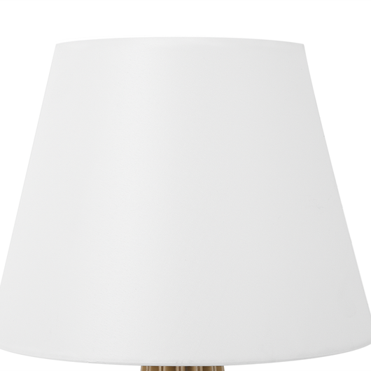 Lampada da Tavolo Base in Legno Chiaro e Paralume in Tessuto Bianco Moderna