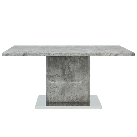 Tavolo da pranzo MDF effetto cemento 77 x 160 x 90 cm con piedistallo in metallo
