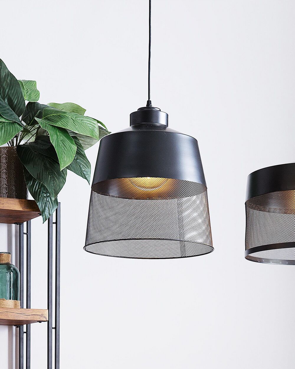 Lampada a Sospensione lampadario di Design Industriale Vintage in Rete Metallica Nera