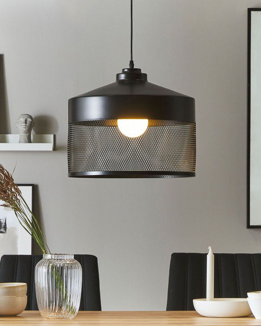 Lampada a Sospensione lampadario di Design Industriale Vintage in Rete Metallica Nera