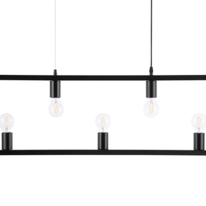 Lampada a Sospensione a 5 Luci in Metallo Nero Stile Industriale Rettangolare