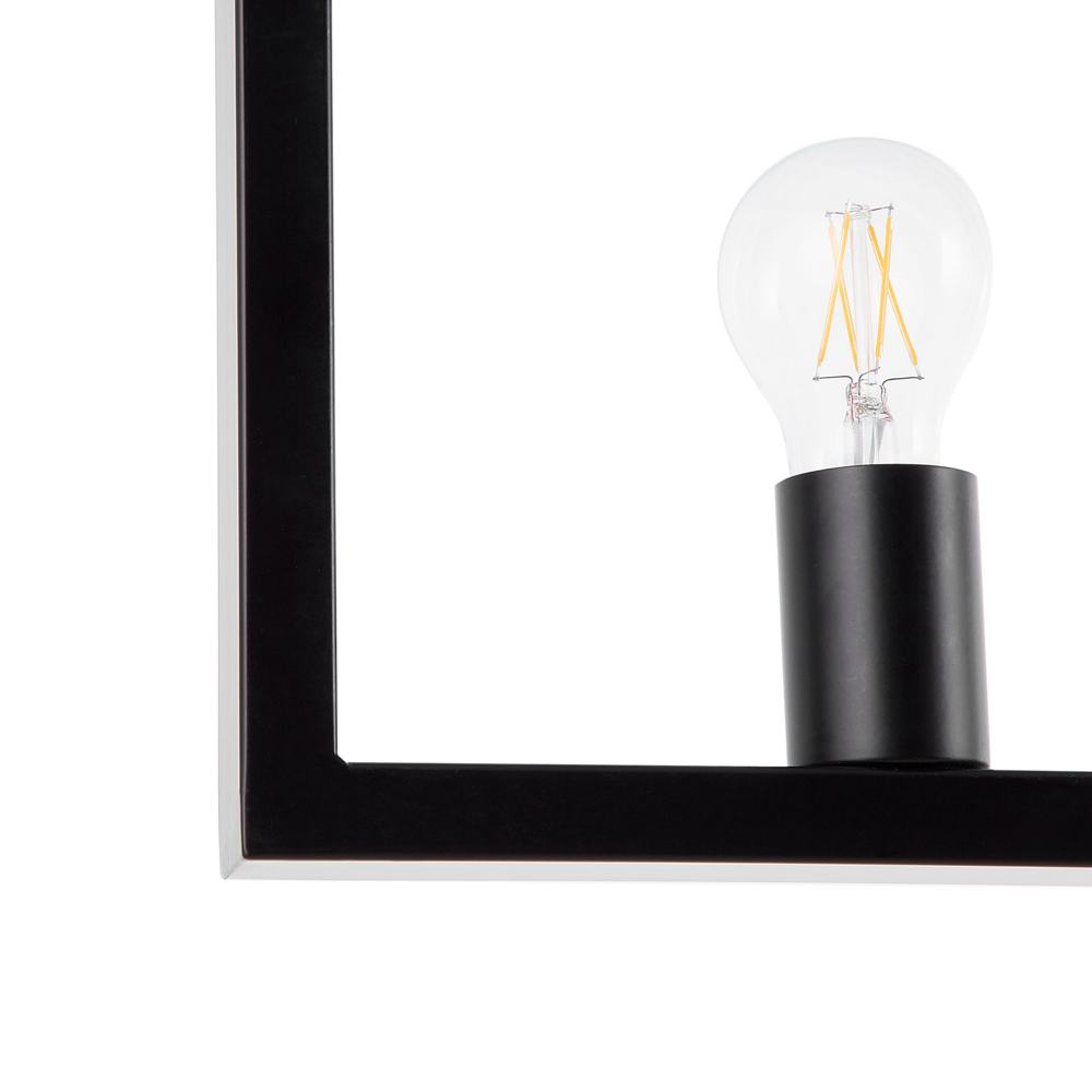 Lampada a Sospensione a 5 Luci in Metallo Nero Stile Industriale Rettangolare