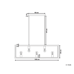 Lampada a Sospensione a 5 Luci in Metallo Nero Stile Industriale Rettangolare