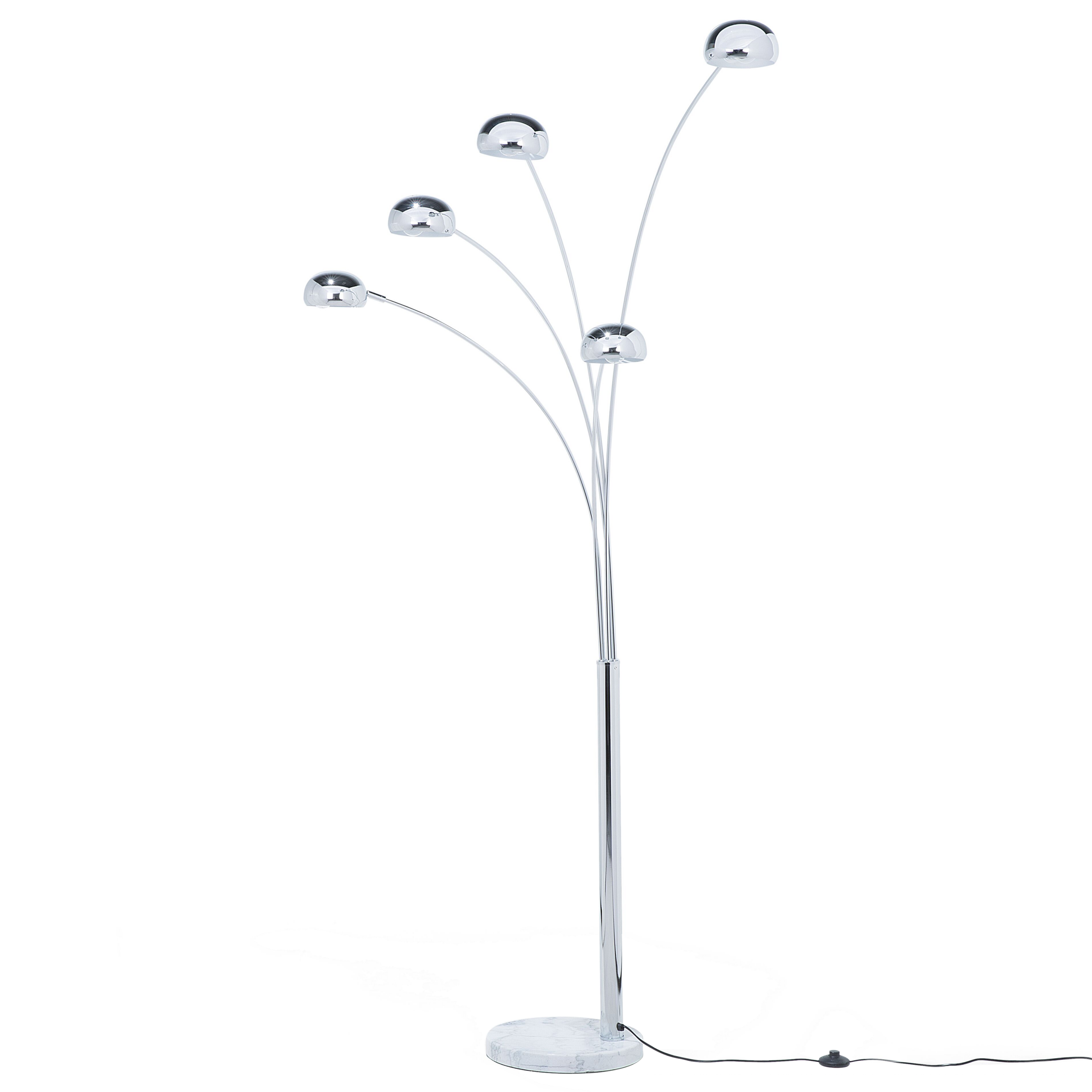 Lampada da Terra Colore Argento Metallo Cromato 210 cm Orientabile 5 Luci