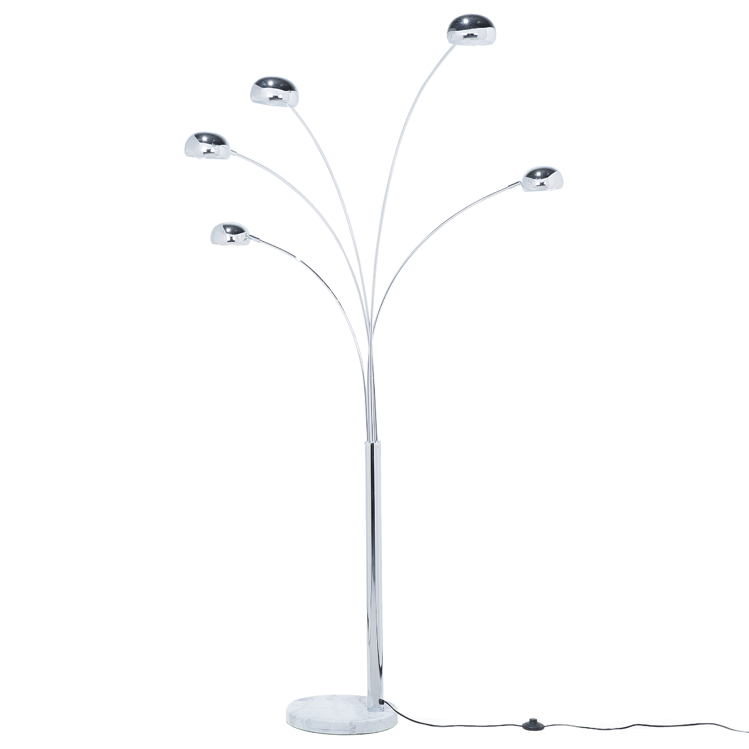 Lampada da Terra Colore Argento Metallo Cromato 210 cm Orientabile 5 Luci