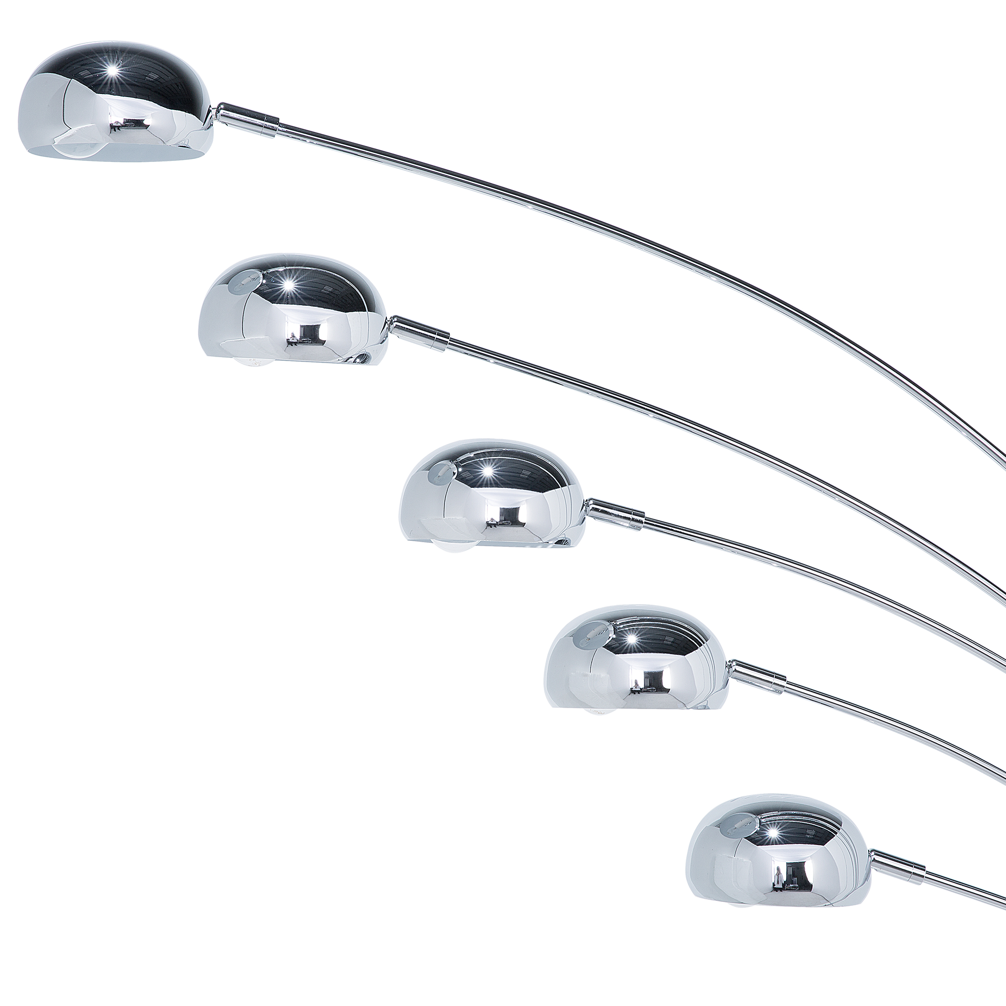 Lampada da Terra Colore Argento Metallo Cromato 210 cm Orientabile 5 Luci