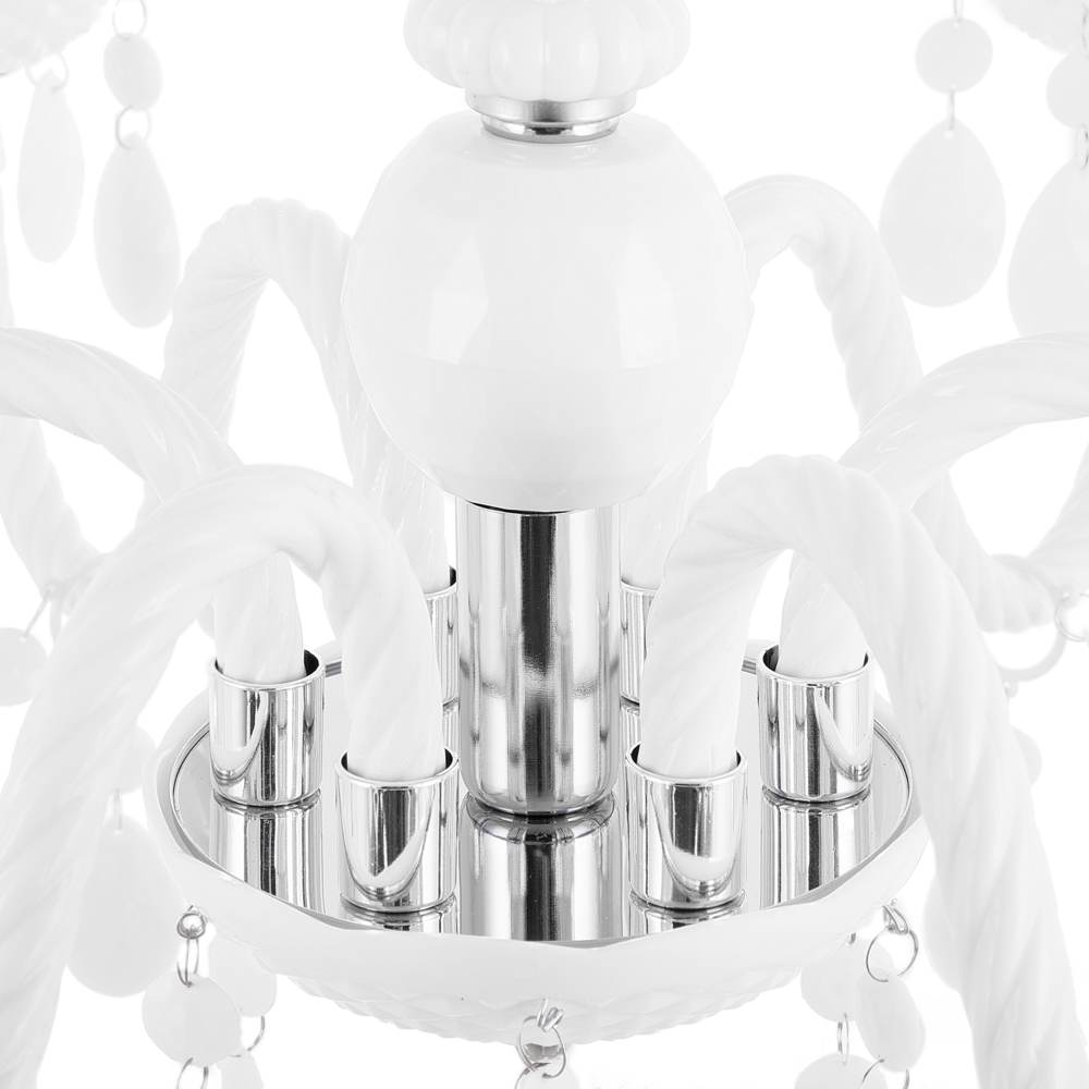 Lampadario Cristallo Bianco 6 Lampadine Glamour Soggiorno Camera da Letto