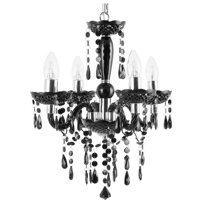 Lampadario Nero con Cristalli 4 Luci Glam illuminazione moderna