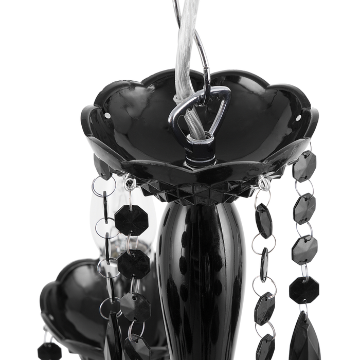 Lampadario Nero con Cristalli 4 Luci Glam illuminazione moderna