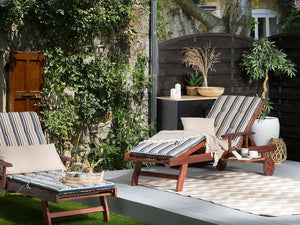 Cuscino per sdraio da giardino Cuscino per schienale in poliestere blu e beige Design moderno Cuscino per esterni