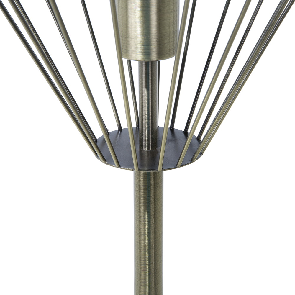 Lampada da Terra Ottone Metallo 160 cm Gabbia Geometrica Paralume Industriale Luce