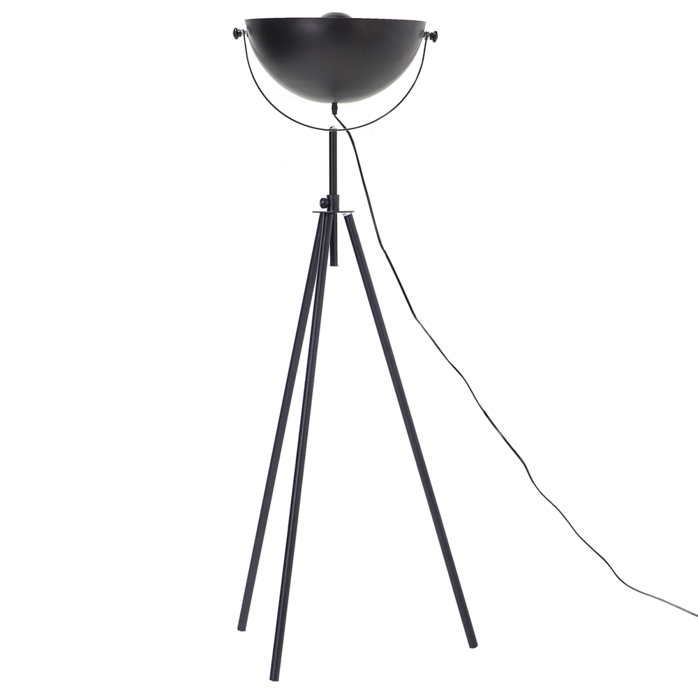 Lampada da Terra Nera con Metallo dorato 170 cm Base Treppiede Paralume Orientabile Design Industriale