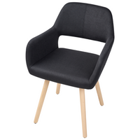 Set di 2 sedie da pranzo rivestimento in tessuto Nero gambe in legno chiaro stile moderno eclettico