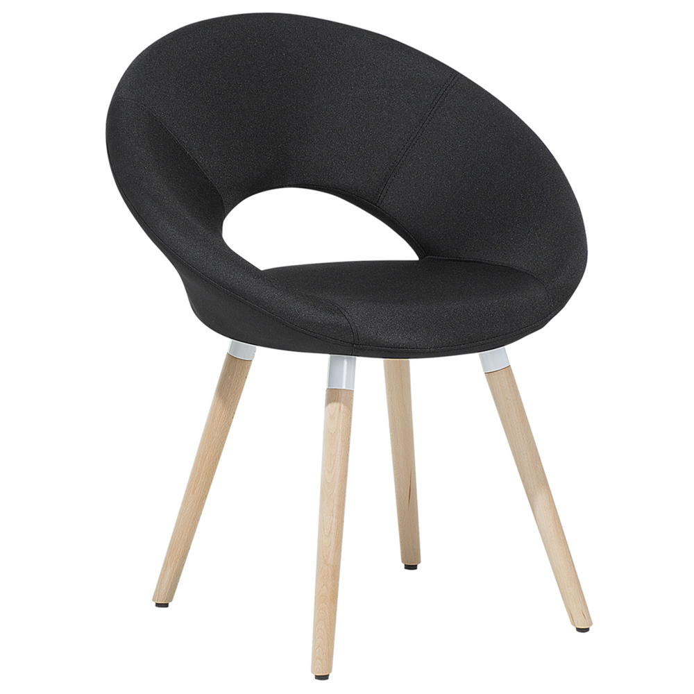 Set di 2 sedie da pranzo rivestimento in tessuto Nero gambe in legno chiaro stile moderno eclettico