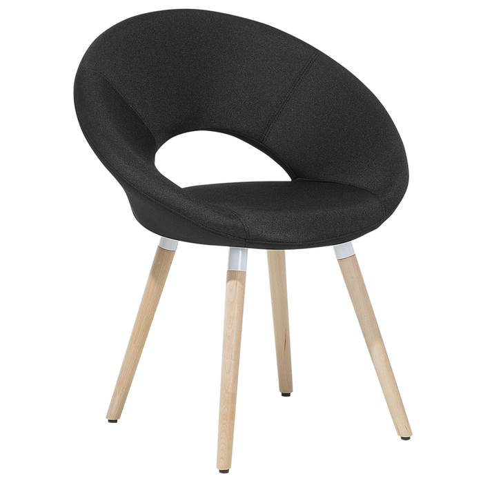 Set di 2 sedie da pranzo rivestimento in tessuto Nero gambe in legno chiaro stile moderno eclettico