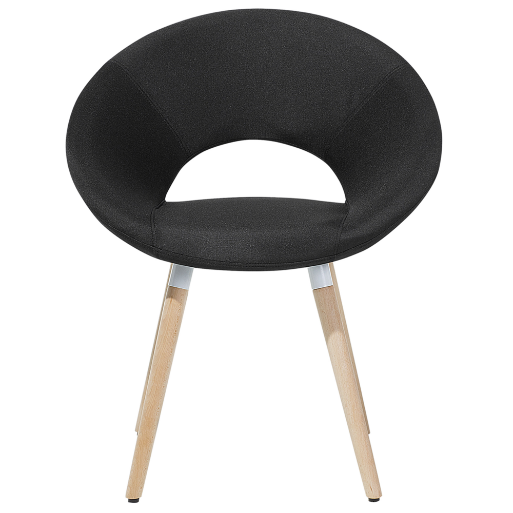 Set di 2 sedie da pranzo rivestimento in tessuto Nero gambe in legno chiaro stile moderno eclettico