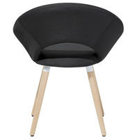 Set di 2 sedie da pranzo rivestimento in tessuto Nero gambe in legno chiaro stile moderno eclettico