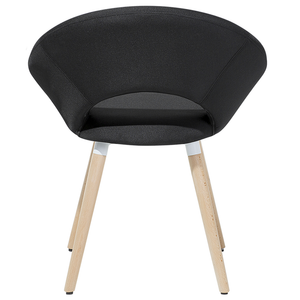 Set di 2 sedie da pranzo rivestimento in tessuto Nero gambe in legno chiaro stile moderno eclettico