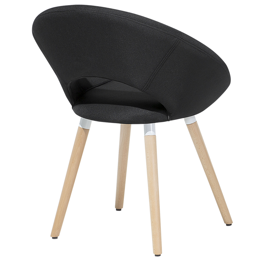 Set di 2 sedie da pranzo rivestimento in tessuto Nero gambe in legno chiaro stile moderno eclettico